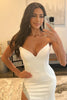 Load image into Gallery viewer, White Strapless Beading Mermaid Prom Dress with Slit