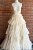 Load image into Gallery viewer, A Line White Spaghetti Straps Princess Prom Dress with Slit