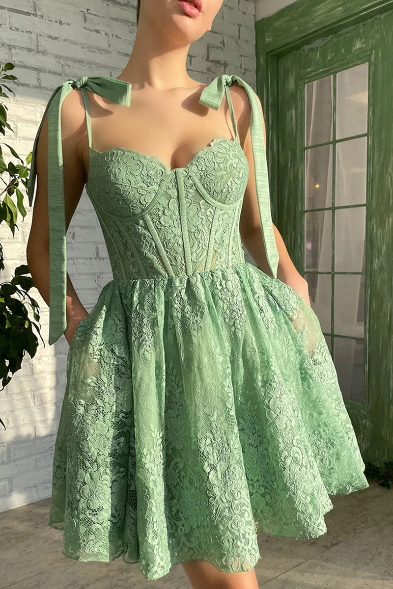 Load image into Gallery viewer, Green Sweetheart Party Dress with Appliques