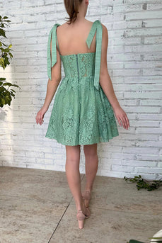 Green Sweetheart Party Dress with Appliques