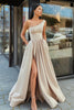 Load image into Gallery viewer, One Shoulder Satin A-line Prom Dress with Slit