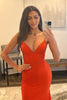 Load image into Gallery viewer, Spaghetti Straps Orange Long Prom Dress with Criss Cross Back
