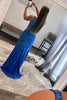 Load image into Gallery viewer, Blue Hollow-out One Shoulder Sequin Prom Dress with Slit