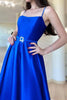 Load image into Gallery viewer, Royal Blue A Line Satin Prom Dress with Slit