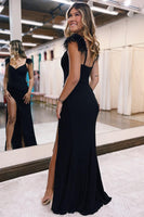 Load image into Gallery viewer, Black Sparkly Prom Dress with Slit