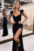 Load image into Gallery viewer, Black Sparkly Prom Dress with Slit