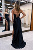 Load image into Gallery viewer, Black Satin Ruffles Corset Prom Dress with Slit