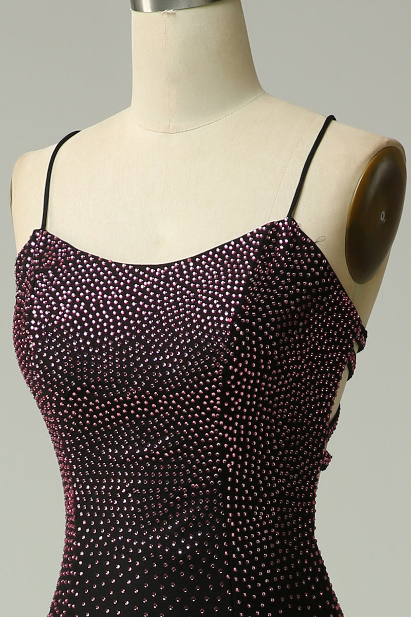 Load image into Gallery viewer, Beading Dark Purple Mermaid Prom Dress with Slit