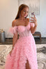 Load image into Gallery viewer, Off the Shoulder Princess Prom Dress with Feathers