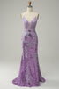 Load image into Gallery viewer, Sequin Purple Glitter Mermaid Prom Dress with Appliques
