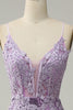 Load image into Gallery viewer, Mermaid Spaghetti Straps Purple Long Prom Dress with Appliques