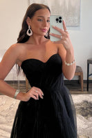 Load image into Gallery viewer, A-Line Black Sweetheart Tulle Princess Prom Dress