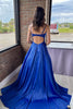 Load image into Gallery viewer, Royal Blue A Line Satin Prom Dress with Beading