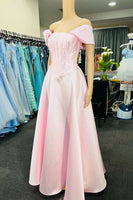 Load image into Gallery viewer, Satin Off the Shoulder Princess Corset Prom Dress