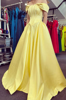 Load image into Gallery viewer, Satin Off the Shoulder Princess Corset Prom Dress