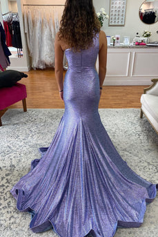 One Shoulder Purple Mermaid Prom Dress