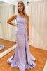 Load image into Gallery viewer, Lavender Satin One Shoulder Prom Dress with Ruffles