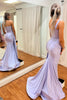 Load image into Gallery viewer, Lavender Satin One Shoulder Prom Dress with Ruffles