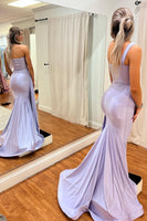 Load image into Gallery viewer, Lavender Satin One Shoulder Prom Dress with Ruffles
