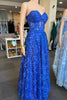 Load image into Gallery viewer, A Line Royal Blue Strapless Corset Prom Dress with Appliques