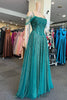 Load image into Gallery viewer, Off the Shoulder Green Sparkly Prom Dress with Beading