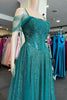 Load image into Gallery viewer, Off the Shoulder Green Sparkly Prom Dress with Beading