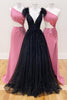 Load image into Gallery viewer, Glitter Black A Line Feathers Prom Dress with Slit