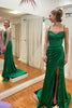 Load image into Gallery viewer, Beading Ruffles Green Mermaid Prom Dress with Slit