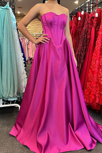Detachable Sleeves Strapless Satin Prom Dress