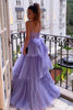 Load image into Gallery viewer, Lavender Layered Corset Princess Prom Dress with Bow