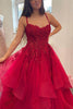 Load image into Gallery viewer, Red Layered Princess Prom Dress with Appliques