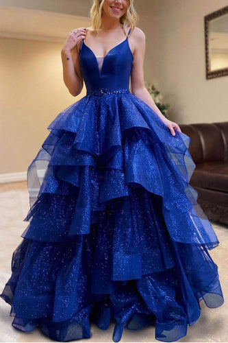 Tulle Layered Princess Prom Dress with Beading