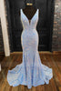 Load image into Gallery viewer, Sequins Blue Sparkly Mermaid Prom Dress