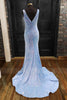 Load image into Gallery viewer, Sequins Blue Sparkly Mermaid Prom Dress