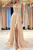 Load image into Gallery viewer, Blue Chiffon A Line Prom Dress with Appliques
