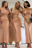 Load image into Gallery viewer, Sheath Dusty Rose Satin Lace-Up Back Bridesmaid Dress