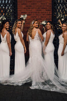 Load image into Gallery viewer, Sheath Spaghetti Strap Ivory Draped Long Bridesmaid Dress