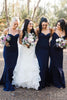 Load image into Gallery viewer, Navy Spaghetti Straps Mermaid Long Bridesmaid Dress