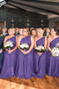 Load image into Gallery viewer, Purple Chiffon One Shoulder Tunic A-Line Long Bridesmaid Dress