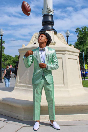 Light Green Shawl Lapel One Button Men's Prom Suits