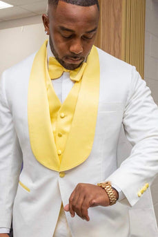 White Shawl Lapel 3 Piece Men's Wedding Suits