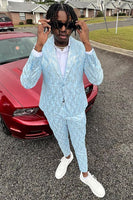 Load image into Gallery viewer, Shawl Lapel Light Blue One Button Men&#39;s Prom Suits