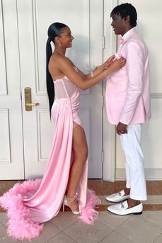 Pink Notched Lapel 3 Piece Men's Prom Suits