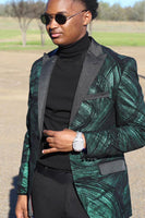 Load image into Gallery viewer, Dark Green Peak Lapel Sparkly Men&#39;s Prom Blazer