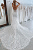 Load image into Gallery viewer, White Long Tulle Mermaid Wedding Dress with Lace