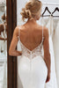 Load image into Gallery viewer, White Mermaid Lace Long Backless Wedding Dress with Button