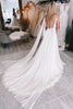 Load image into Gallery viewer, Ivory A-Line Watteau Train Boho Long Chiffon Wedding Dress with Lace