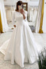 Load image into Gallery viewer, White Vintage A-Line Long Satin Wedding Dress with Pockets