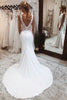 Load image into Gallery viewer, White Long Mermaid Boho Wedding Dress with Lace