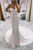 Load image into Gallery viewer, White Simple Sweep Train Boho Long Mermaid Wedding Dress
